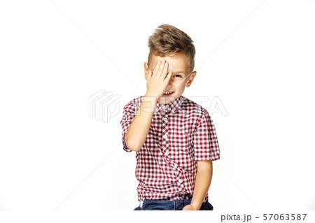 handsome boy in shirt on white background 57063587