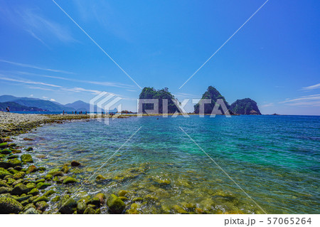 【静岡県】　西伊豆　トンボロ現象　堂ヶ島　三四郎島 57065264