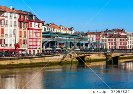 Colorful houses in Bayonne, France 57067324