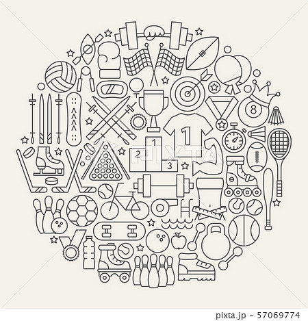 Sport Line Icons Circle 57069774