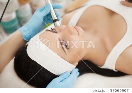 Body Care. Woman Receiving Face Skin Analysis. Cosmetology 57069907