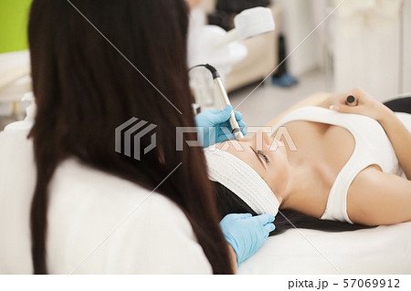 Body Care. Woman Receiving Face Skin Analysis. Cosmetology 57069912