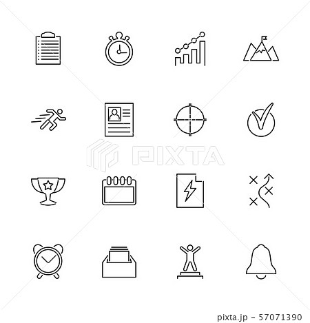 Planning Organization Flat Vector Line Iconsのイラスト素材