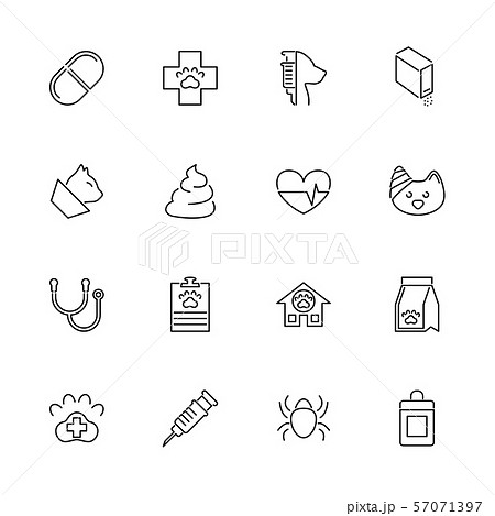 Pet Vet - Flat Vector line Icons 57071397