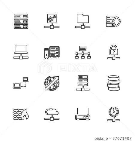 Network Servers - Flat Vector line Icons 57071407