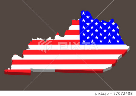 3D Map of the U.S. state of Kentucky with American Flag.Vector illustration 57072408