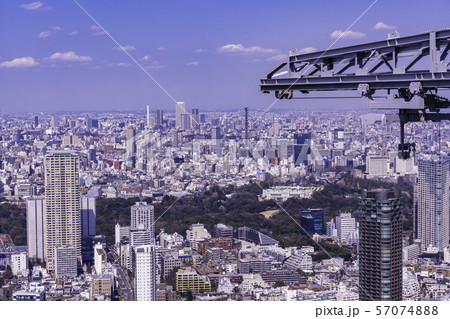 東京都市風景　六本木ヒルズ屋上からの眺め 57074888