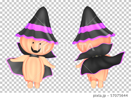 黄金色のかぼちゃ人形　ハロウィーン　白バック 57075644