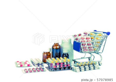 pills and medicine on shopping cart pills and medicine on shopping cart 57078985