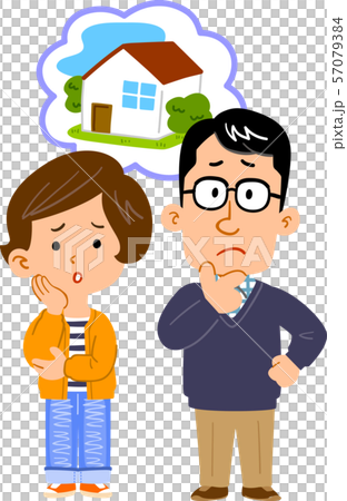 Full body illustration of couple worried about home Full body illustration of couple worried about home 57079384