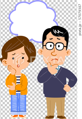 Full body illustration of couple worried about something Full body illustration of couple worried about something 57079387