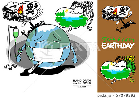 Safe Earth - Earth day by hand draw style vector Safe Earth - Earth day by hand draw style vector 57079592