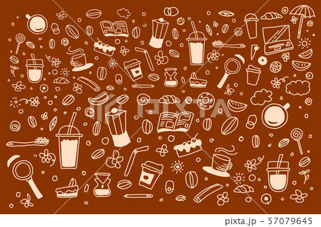 Doodle coffee with brown background 57079645