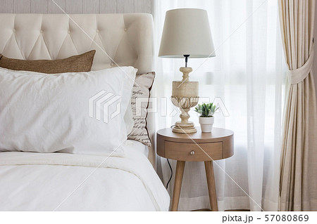 white classic lamp on table side in bedroom with white classic lamp on table side in bedroom with 57080869