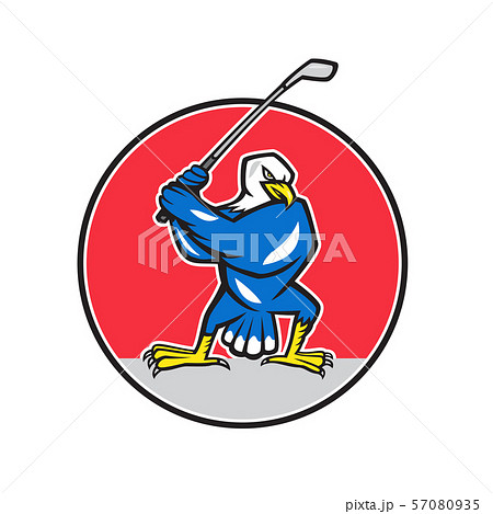Blue Eagle Teeing Off Circle Cartoon 57080935