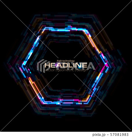 Abstract tech glowing neon hexagon vector 57081983