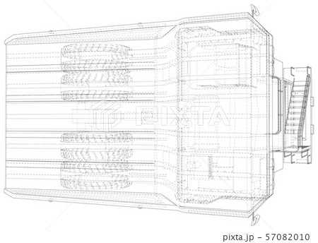 Heavy duty dump truck tipper drawing on white. EPS10 format. Vector created of 3d. Wire-frame style 57082010