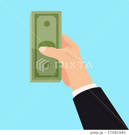 Money on Businessman hand, bill, bank note. Businessman giving a cache. Vector illustration in 57082985