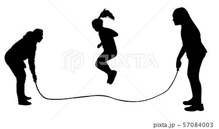 Girls Jumping Rope Silhouette Vectorのイラスト素材