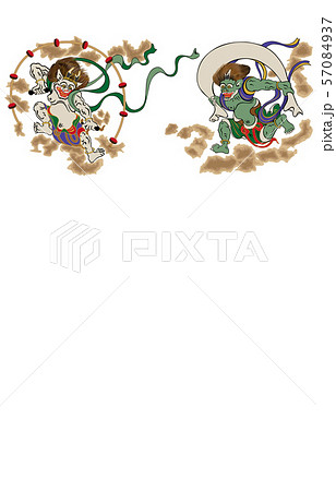 風神雷神図屏風白バック縦上 57084937