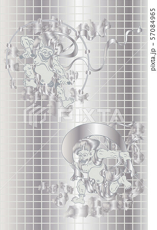 風神雷神図屏風銀縦 57084965