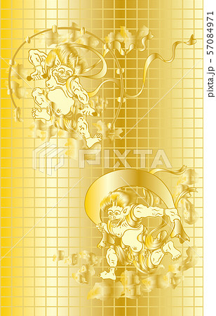 風神雷神図屏風金縦 57084971