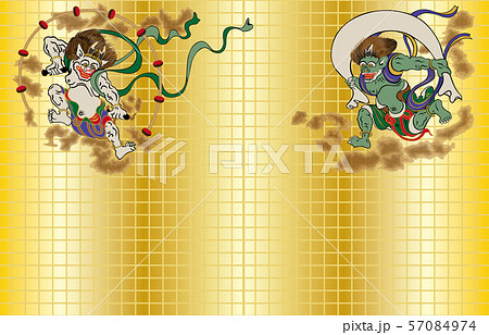 風神雷神図屏風横上のイラスト素材