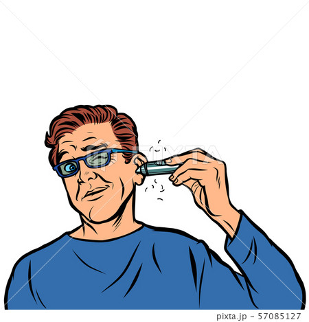 a man shaves hair in his ear 57085127