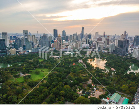 Aerial view city public park with modern building Aerial view city public park with modern building 57085329