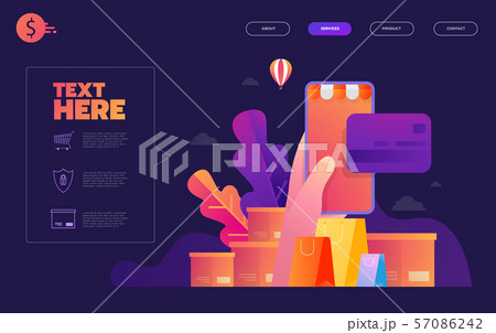 Shopping online on mobile app. Vector illustration. Shopping online on mobile app. Vector illustration. 57086242