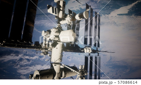 A view of the Earth and a spaceship. ISS is 57086614