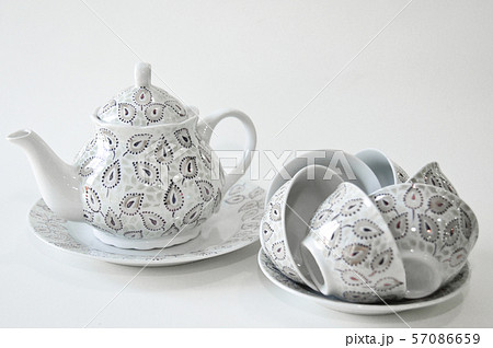 set for tea on a white background set for tea on a white background 57086659