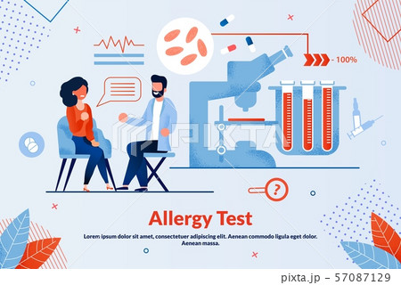 Informative Banner Allergy Test Lettering Flat. Informative Banner Allergy Test Lettering Flat. 57087129