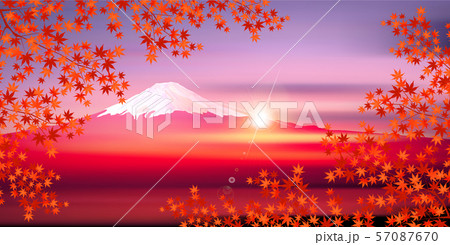 紅葉 もみじ 富士山 背景のイラスト素材