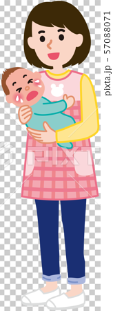 赤ちゃんを抱っこする保育士のイラスト素材