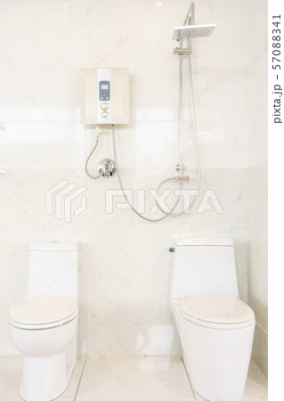 Bathroom interior with shower, water heater Bathroom interior with shower, water heater 57088341