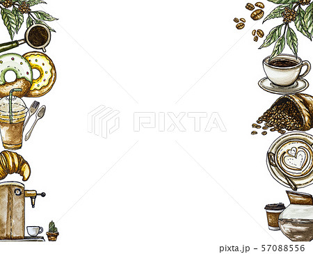 Watercolor illustration set design of coffee for background. Watercolor illustration set design of coffee for background. 57088556