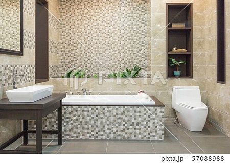 Modern bathroom interior with minimalistic shower Modern bathroom interior with minimalistic shower 57088988