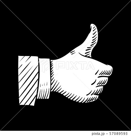 Hand drawn thumbs up vector element isolated on black 57089593