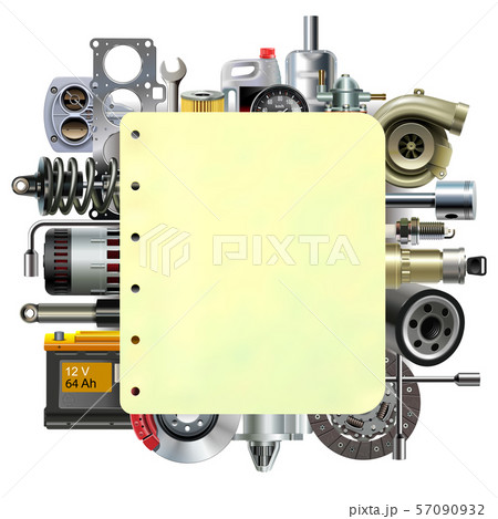 Vector Paper Sheet with Car Parts 57090932