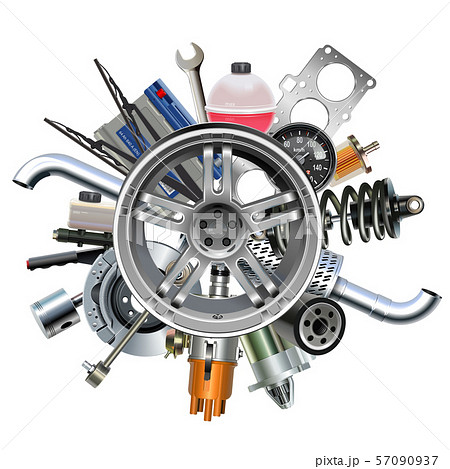 Vector Car Parts with Wheel Disk 57090937