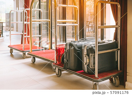 Hotel luggage cart / baggage trolley in the hotel Hotel luggage cart / baggage trolley in the hotel 57091176