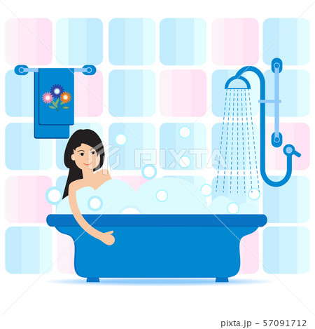 Girl taking a relaxing bubble bath Girl taking a relaxing bubble bath 57091712