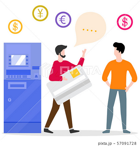 ATM, man with bank card, male assistant Finance 57091728