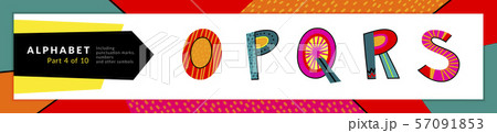 Font and alphabet. Vector stylized colorful o, p, q, r, s letters set. Typography design and 57091853