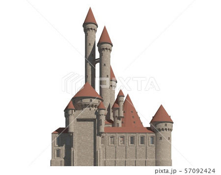 Fairy Tale Castle Isolated on White Background 3D Illustration 57092424