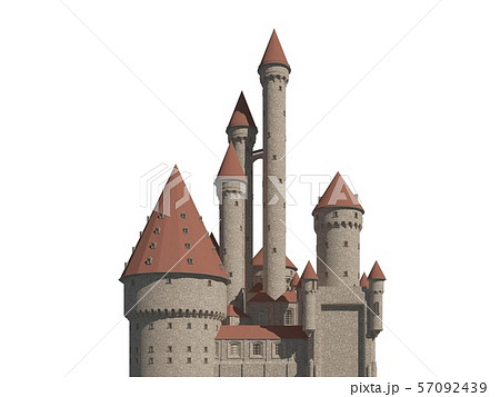 Fairy Tale Castle Isolated on White Background 3D Illustration 57092439