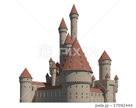 Fairy Tale Castle Isolated on White Background 3D Illustration 57092444