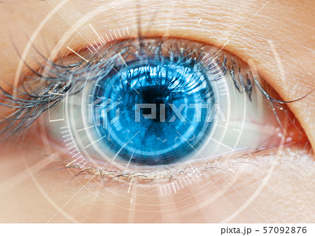 Close up women eye scanning technology in the Close up women eye scanning technology in the 57092876