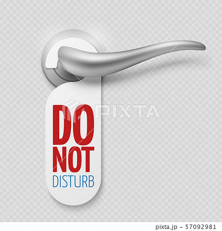 Silver door handle with do not disturb white blank Silver door handle with do not disturb white blank 57092981